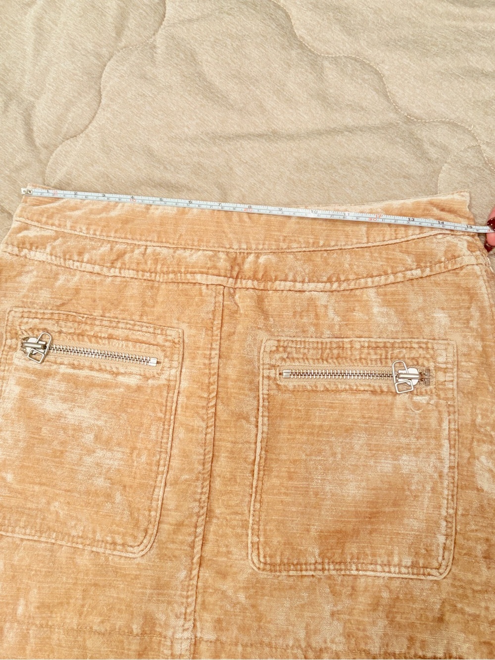 ✨ Free People Dust to Dust Velvet Mini Skirt Y2K 70s Champagne Utility Moto Boho - Picture 15 of 16